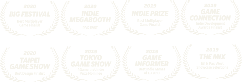 Lists 8 awards or credits Embr has, including Best Multiplayer Finalist (Big Festival 2020), Best Design Finalist (Taipei Game Show 2020), and Best Indie Games of E3 2019 (Game Informer)